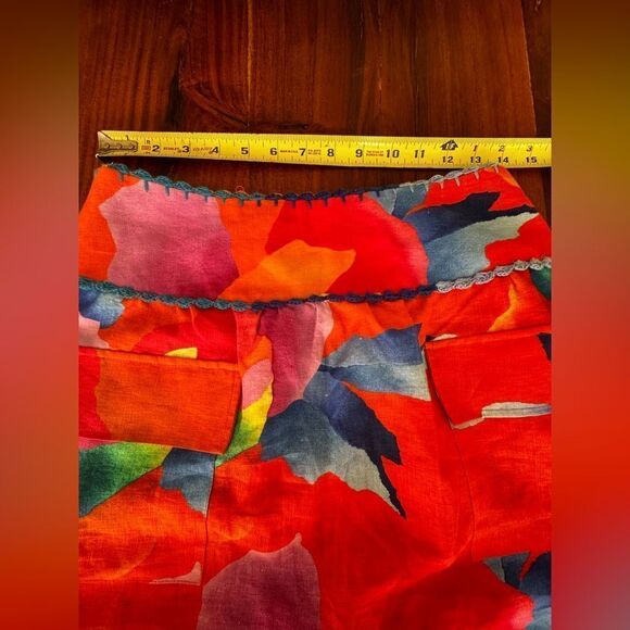 Farm Rio Hombre Chita floral linen midi Aline skirt w/crocheted details sz S NWT - Picture 13 of 14
